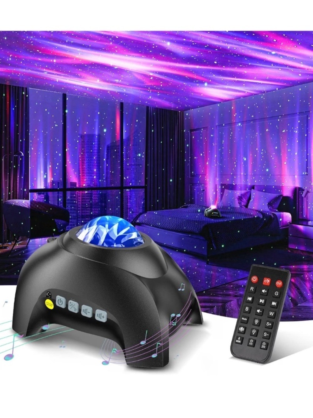 Galaxy Star Projector Night Light with Remote - Black